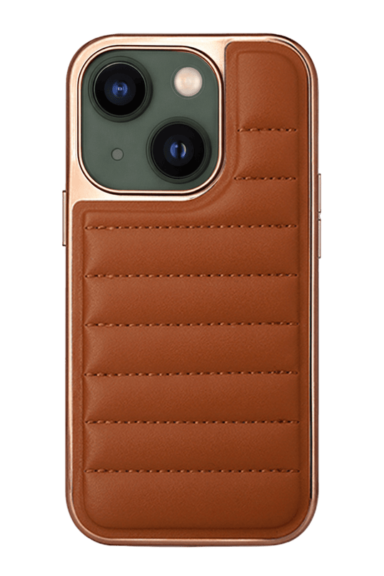 iPhone 13 HBC-123 Puffy Kapak Kılıf - Kahverengi