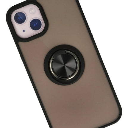 iPhone 13 Montreal Yüzüklü Silikon Kapak Kılıf - Siyah 2