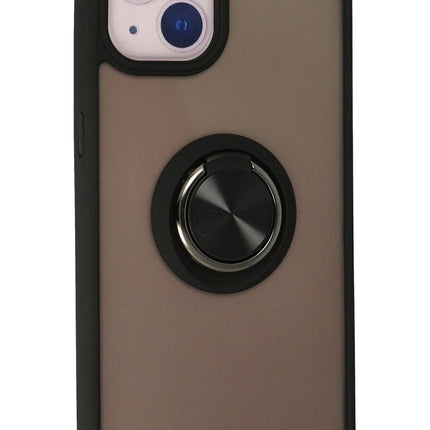 iPhone 13 Montreal Yüzüklü Silikon Kapak Kılıf - Siyah 3