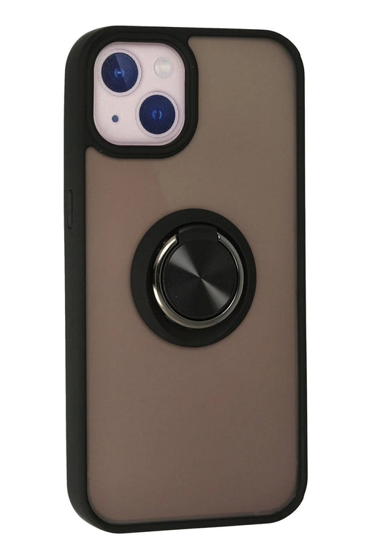 iPhone 13 Montreal Yüzüklü Silikon Kapak Kılıf - Siyah 3