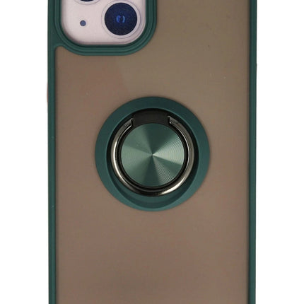 iPhone 13 Montreal Yüzüklü Silikon Kapak Kılıf - Yeşil