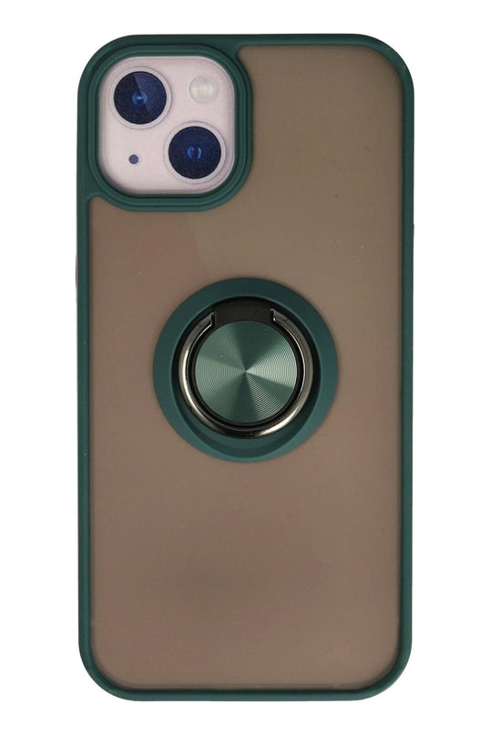 iPhone 13 Montreal Yüzüklü Silikon Kapak Kılıf - Yeşil