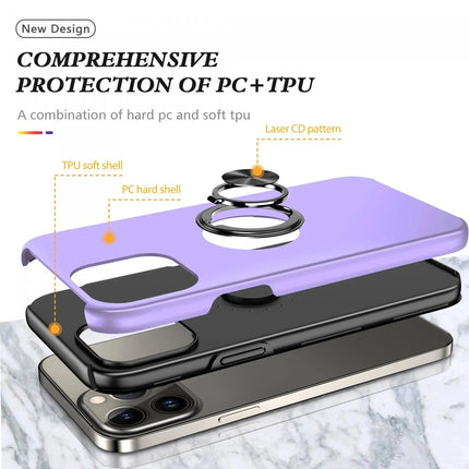 iPhone 13 Pro Elit Yüzüklü Kapak Kılıf - Mor 2
