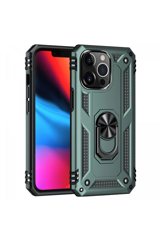 iPhone 13 Pro Max Sofya Yüzüklü Silikon Kapak Kılıf - Yeşil