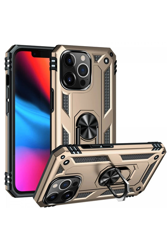 iPhone 13 Pro Max Sofya Yüzüklü Silikon Kapak Kılıf - Gold 2