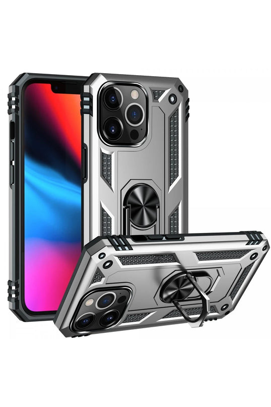 iPhone 13 Pro Max Sofya Yüzüklü Silikon Kapak Kılıf - Gümüş 2