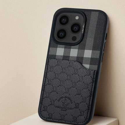 iPhone 13 Pro Plaid Kartvizitli Kapak Kılıf - Siyah 4