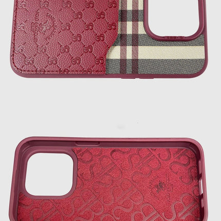iPhone 13 Pro Plaid Kartvizitli Kapak Kılıf - Kırmızı 3