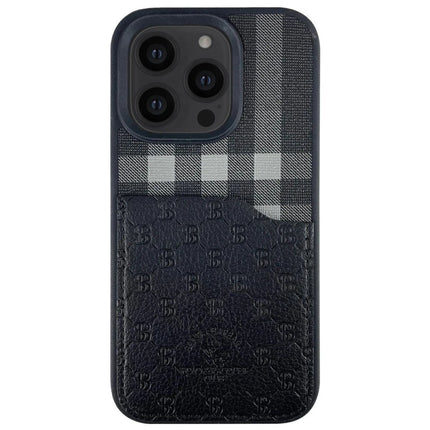 iPhone 13 Pro Plaid Kartvizitli Kapak Kılıf - Siyah