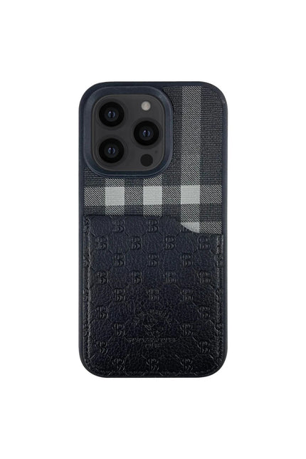 iPhone 13 Pro Plaid Kartvizitli Kapak Kılıf - Siyah