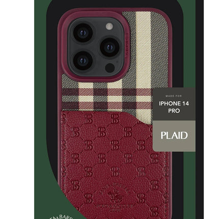 iPhone 13 Pro Plaid Kartvizitli Kapak Kılıf - Kırmızı 2