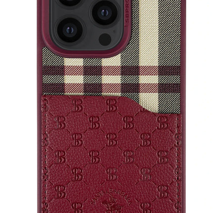 iPhone 13 Pro Plaid Kartvizitli Kapak Kılıf - Kırmızı