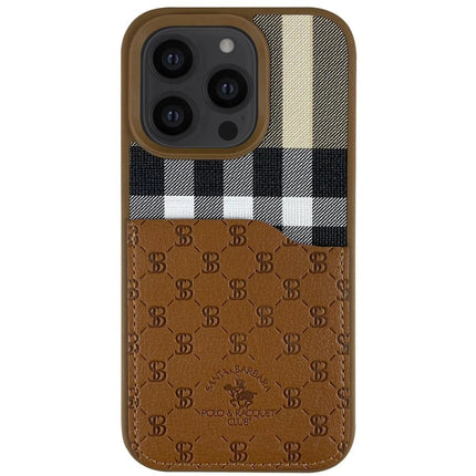 iPhone 13 Pro Plaid Kartvizitli Kapak Kılıf - Kahverengi