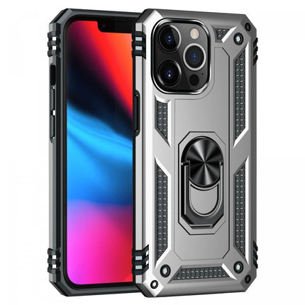 iPhone 13 Pro Sofya Yüzüklü Silikon Kapak Kılıf - Gümüş