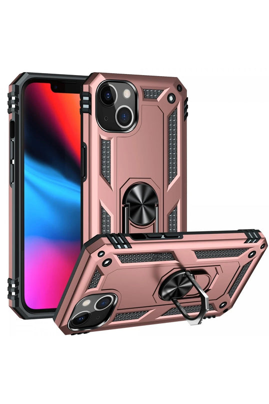 iPhone 13 Sofya Yüzüklü Silikon Kapak Kılıf - Rose 2
