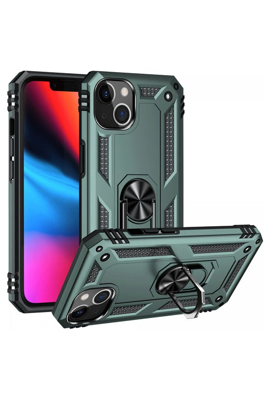 iPhone 13 Sofya Yüzüklü Silikon Kapak Kılıf - Yeşil 2