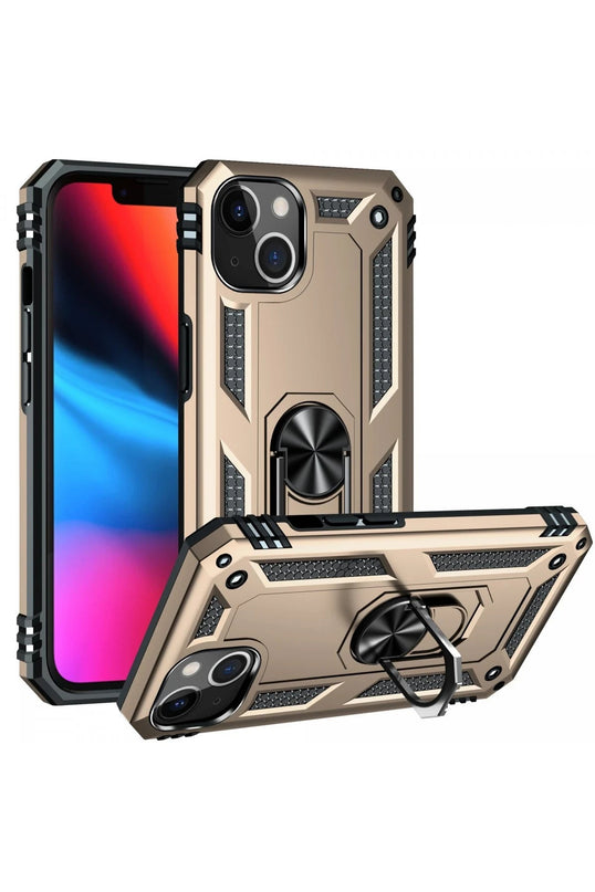 iPhone 13 Sofya Yüzüklü Silikon Kapak Kılıf - Gold 2