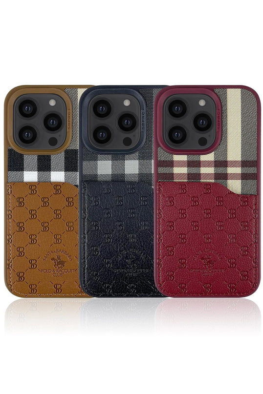iPhone 14 Plaid Kartvizitli Kapak Kılıf - Siyah 3