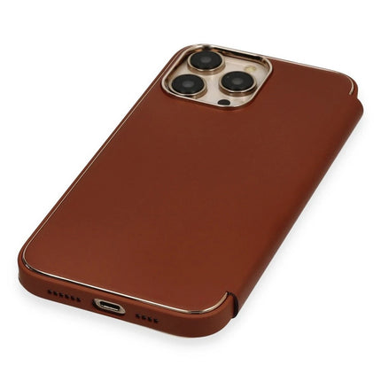 iPhone 14 Pro Dolpin Kapaklı Kılıf - Kahverengi 5