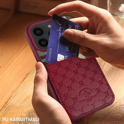 iPhone 14 Pro Max Plaid Kartvizitli Kapak Kılıf - Siyah 2