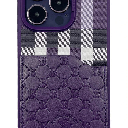 iPhone 14 Pro Max Plaid Kartvizitli Kapak Kılıf - Mor