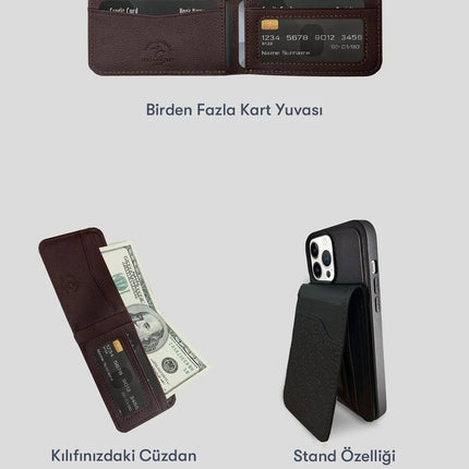iPhone 14 Pro Max Timothy Cüzdanlı Standlı Kapak Kılıf - Kahverengi 8