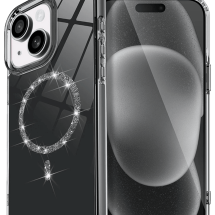 iPhone 15 Plus Live Diamond Magsafe Kapak Kılıf - Siyah