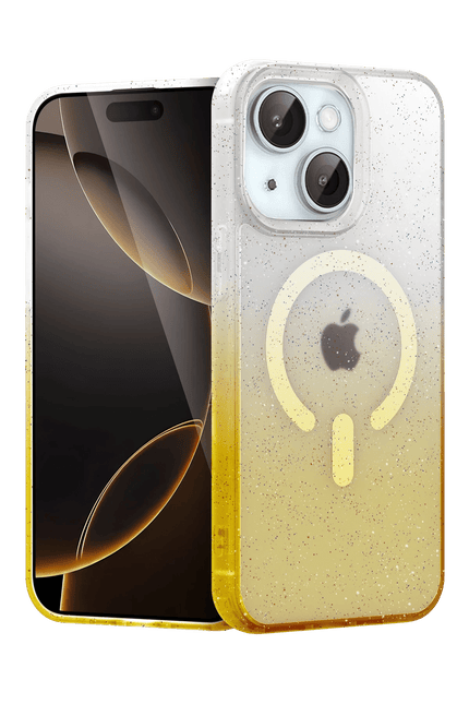 iPhone 15 Plus Pummel Shiny Magsafe Kapak Kılıf - Gold