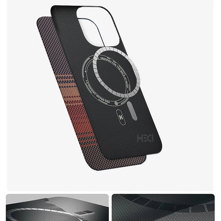 iPhone 15 Pro Max HBC-377 Kevlar Slim Magsafe Kapak Kılıf - Gün Batımı 3