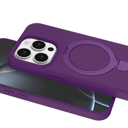 iPhone 15 Pro Max Regal Magsafe Standlı Kapak Kılıf - Derin Mor 4