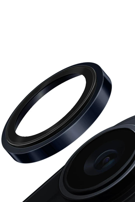 iPhone 15 Pro Optix Prime Çelik Çerçeveli Sapphire Kamera Lens Koruyucu - Lacivert