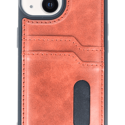 iPhone 15 Sara Kartvizitli Deri Kılıf - Taba 3