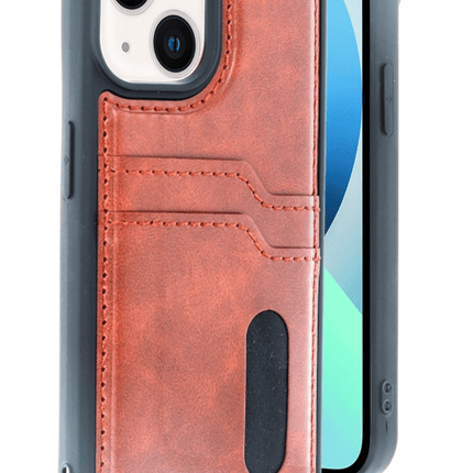 iPhone 15 Sara Kartvizitli Deri Kılıf - Taba