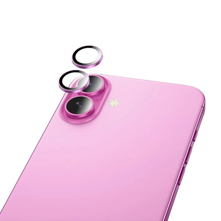 iPhone 16 3D Metal Frame Kamera Lens - Pembe 2
