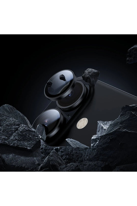 iPhone 16 3D Metal Frame Kamera Lens - Siyah 5