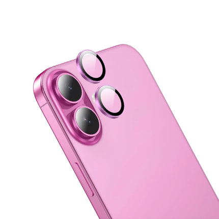 iPhone 16 3D Metal Frame Kamera Lens - Pembe
