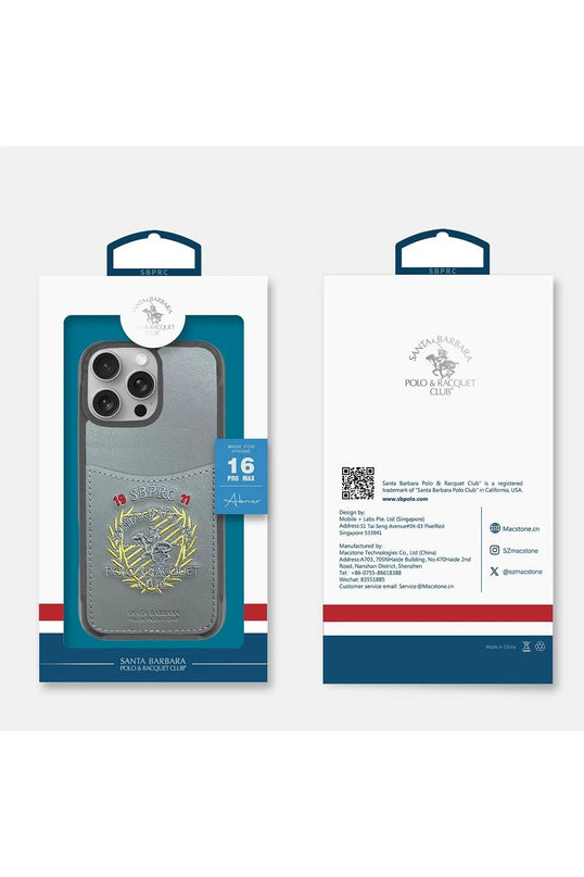 iPhone 16 Abner İçi Süet Nakış Desenli Kartvizitli Kılıf - Lacivert 5