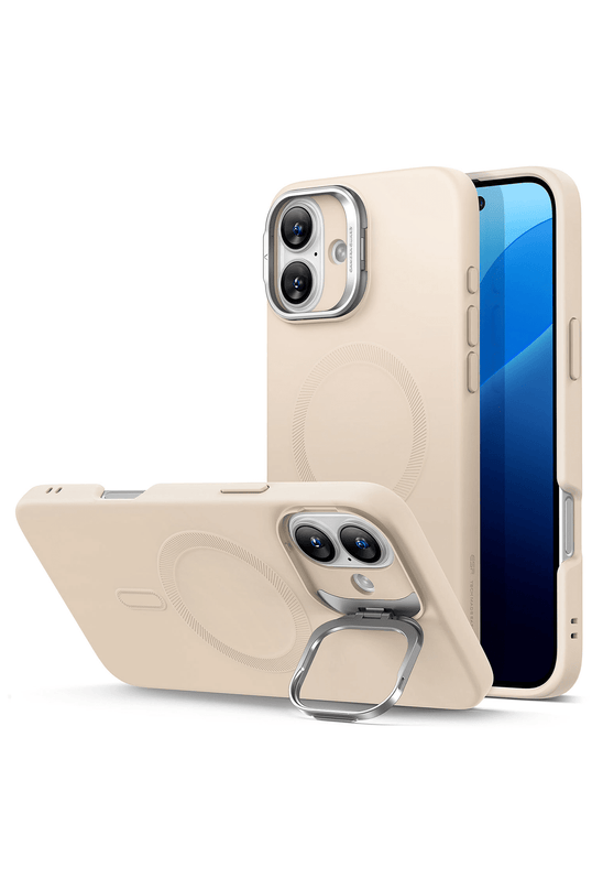 iPhone 16 Plus Cloud Soft Magsafe Standlı Kapak Kılıf - Krem