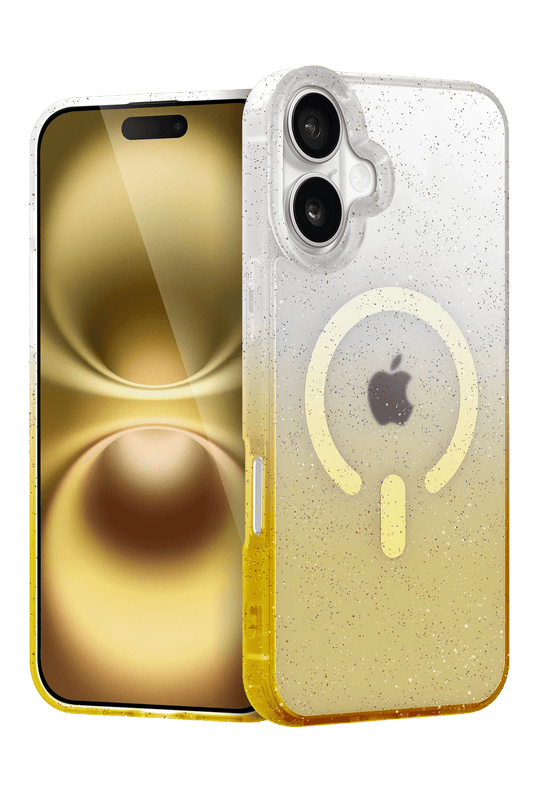 iPhone 16 Plus Pummel Shiny Magsafe Kapak Kılıf - Gold