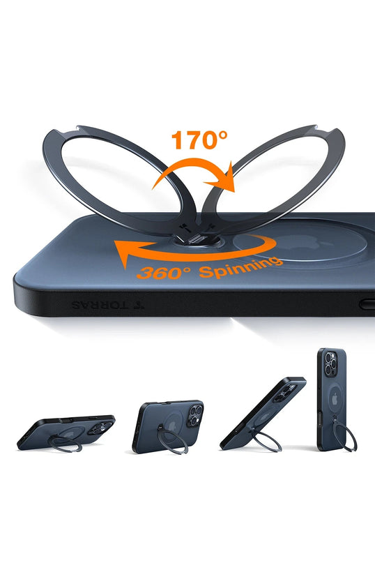 iPhone 16 Pro Max O Stand Spin Serisi Magsafe Kılıf - Siyah 3