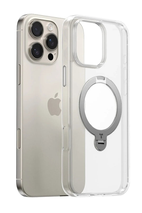 iPhone 16 Pro Max O Stand Spin Serisi Magsafe Kılıf - Şeffaf 3