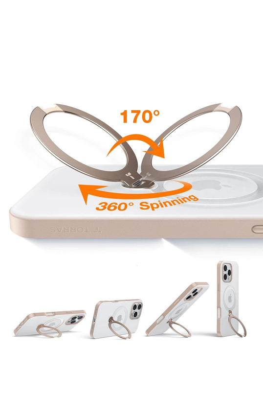 iPhone 16 Pro Max O Stand Spin Serisi Magsafe Kılıf - Çöl Titanyum 4