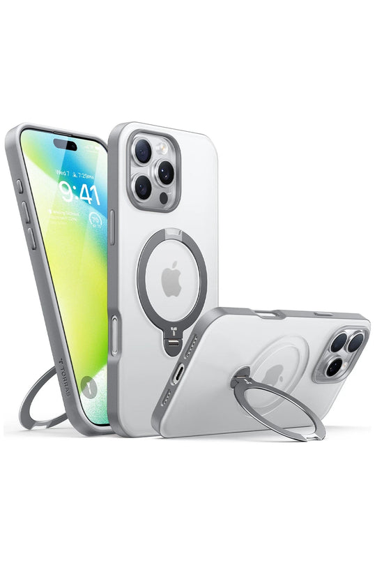 iPhone 16 Pro Max O Stand Spin Serisi Magsafe Kılıf - Titan Gri