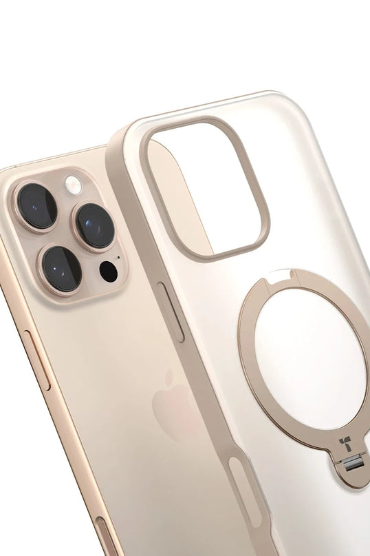 iPhone 16 Pro Max O Stand Spin Serisi Magsafe Kılıf - Çöl Titanyum 3