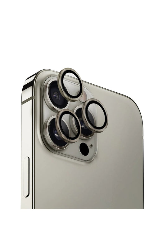 iPhone 16 Pro Max Optix Aluguard Alüminyum Kamera Lens Koruyucu - Gri