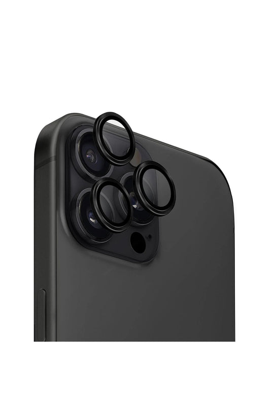 iPhone 16 Pro Max Optix Aluguard Alüminyum Kamera Lens Koruyucu - Siyah