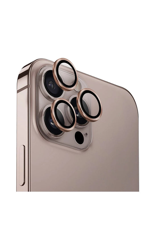 iPhone 16 Pro Max Optix Aluguard Alüminyum Kamera Lens Koruyucu - Gold