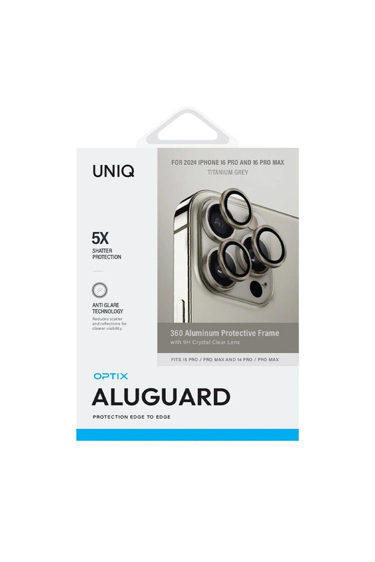 iPhone 16 Pro Max Optix Aluguard Alüminyum Kamera Lens Koruyucu - Gri 2