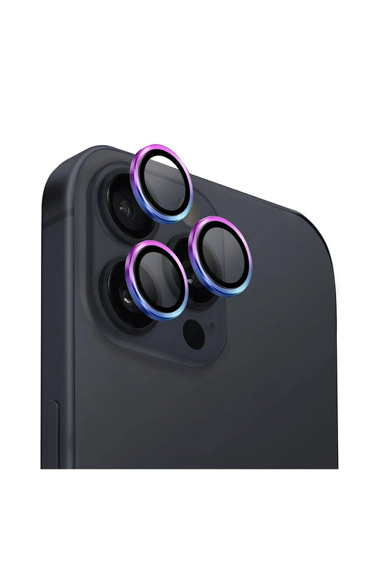 iPhone 16 Pro Max Optix Aluguard Alüminyum Kamera Lens Koruyucu - Gökkuşağı