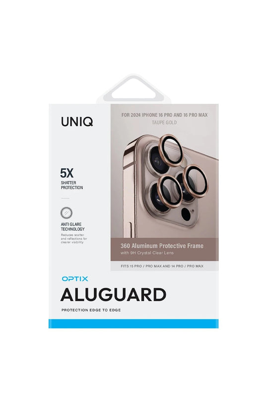 iPhone 16 Pro Max Optix Aluguard Alüminyum Kamera Lens Koruyucu - Gold 2